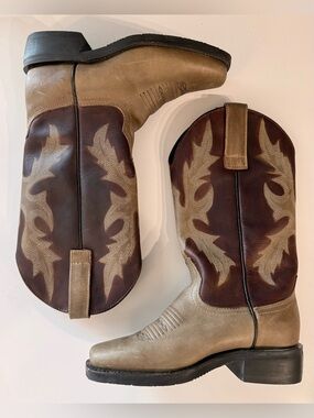 Masterson leather brown and tan cowboy cowgirl boots- festival wear- 6